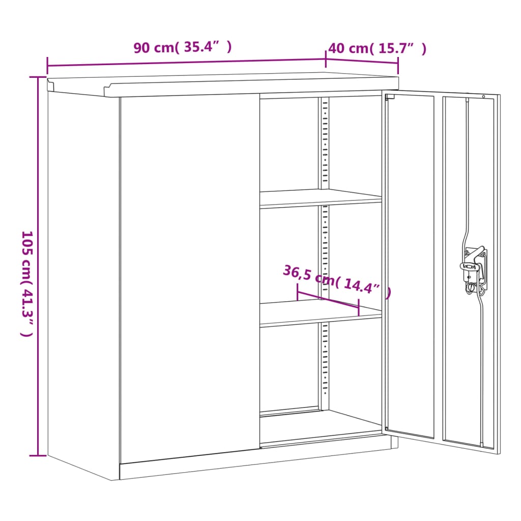 vidaXL File Cabinet Black 90x40x145 cm Steel