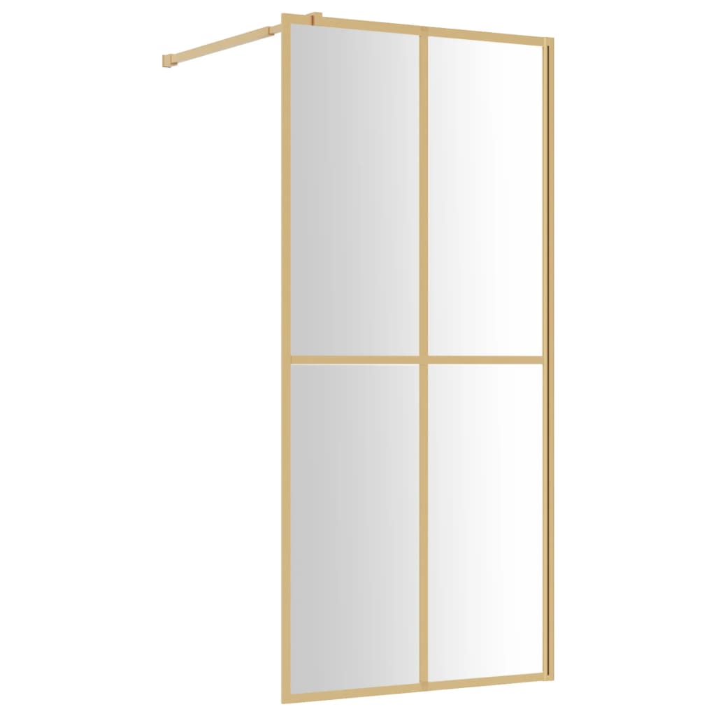 vidaXL Walk-in Shower Wall with Clear ESG Glass Gold 90x195 cm