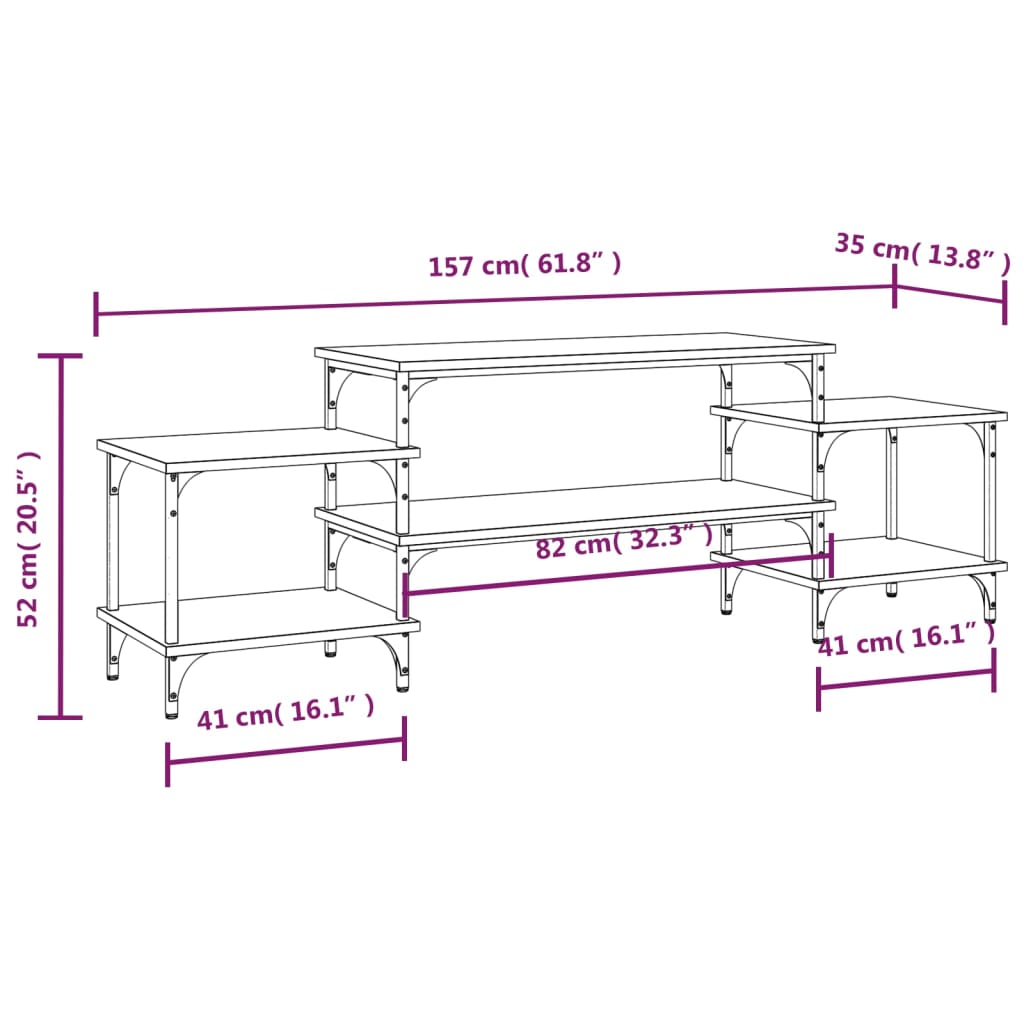 vidaXL TV Cabinet Sonoma Oak 157x35x52 cm Engineered Wood