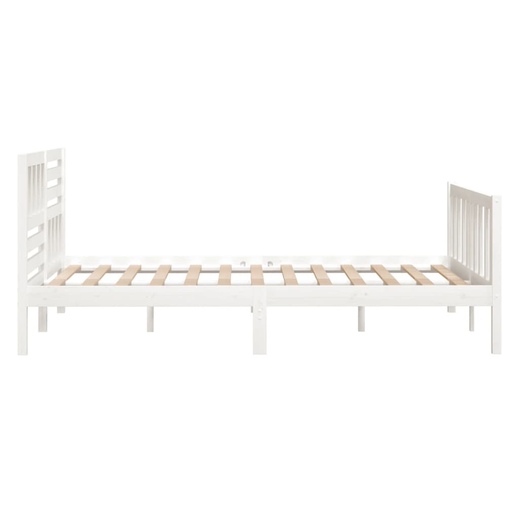 vidaXL Bed Frame without Mattress White Solid Wood 120x200 cm (810078+814135)