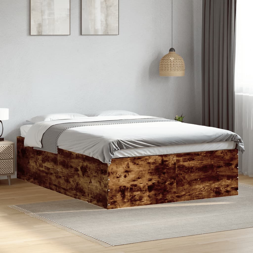 vidaXL Bed Frame without Mattress Smoked Oak 120x190 cm Small Double