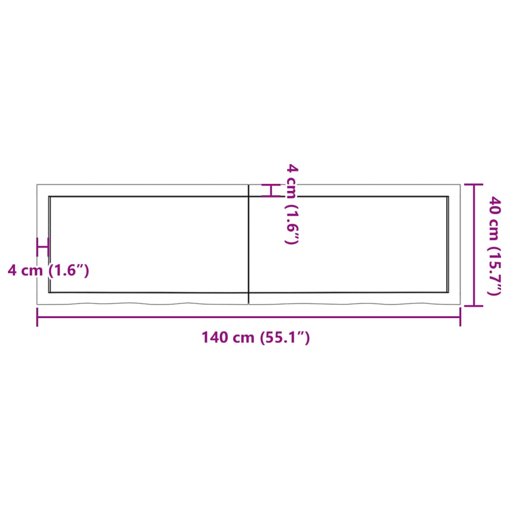 vidaXL Table Top 140x40x(2-6) cm Untreated Solid Wood Oak