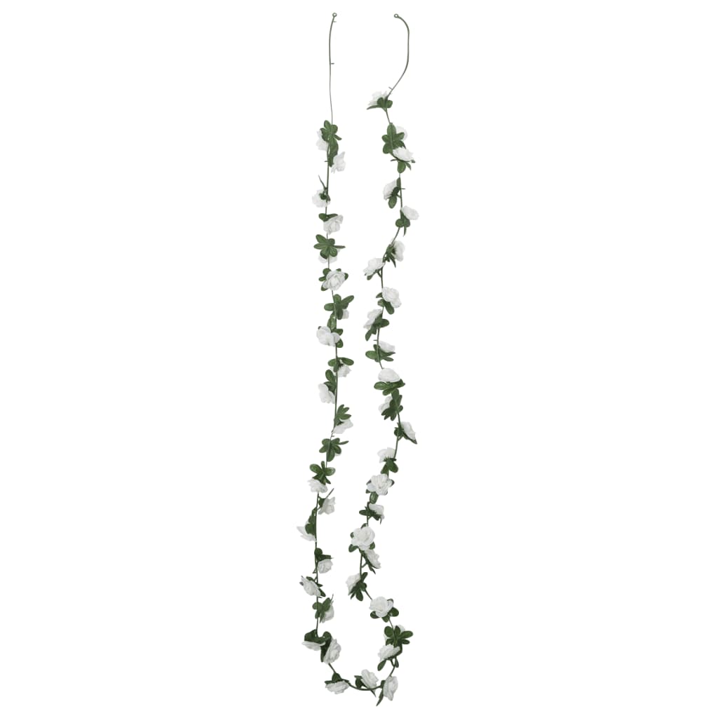 vidaXL Christmas Flower Garlands 6 pcs White 240 cm