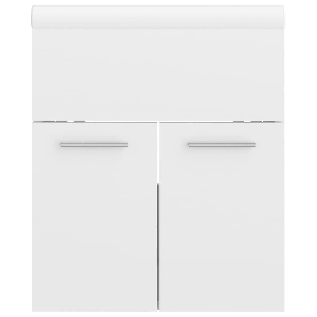 vidaXL Sink Cabinet with Built-in Basin High Gloss White Engineered Wood