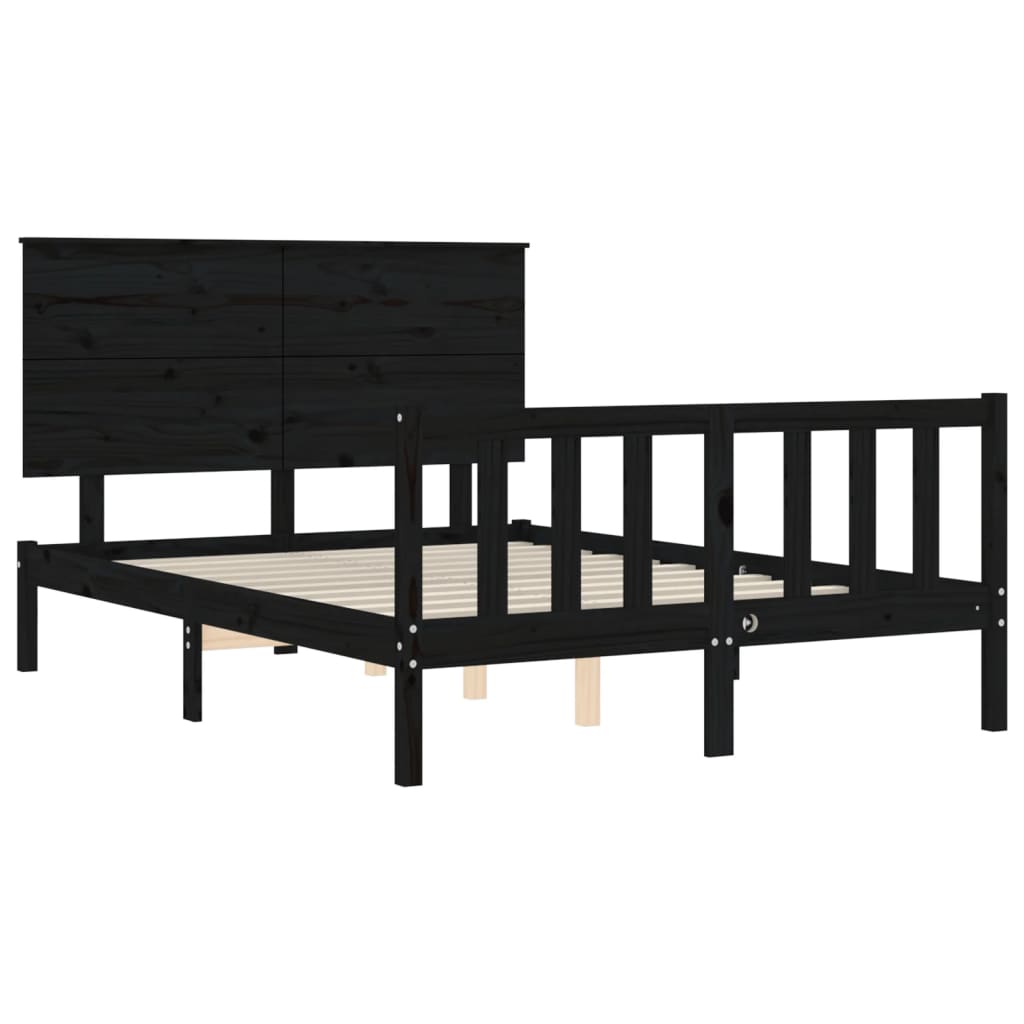 vidaXL Bed Frame without Mattress Black 140x200 cm Solid Wood Pine