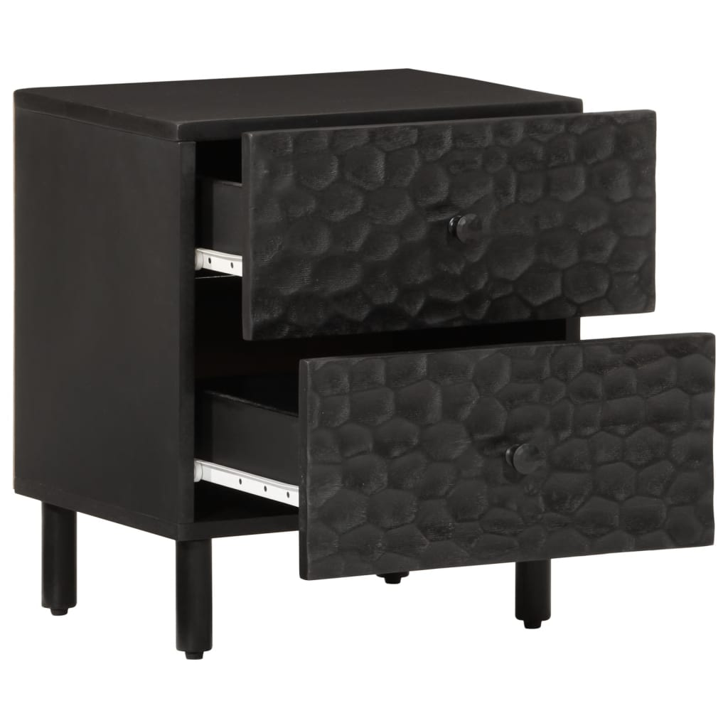 vidaXL Bedside Cabinet Black 40x33x46 cm Solid Wood Mango