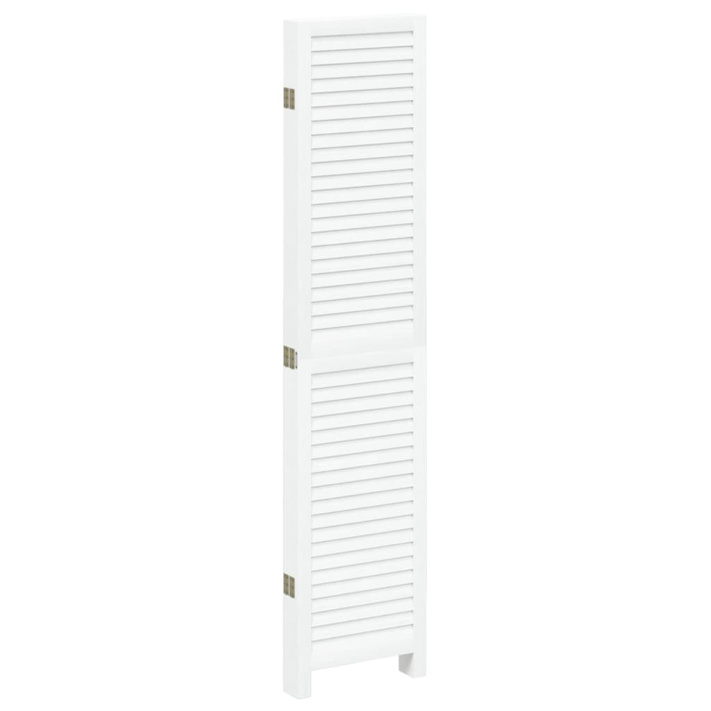 vidaXL Room Divider 5 Panels White Solid Wood Paulownia