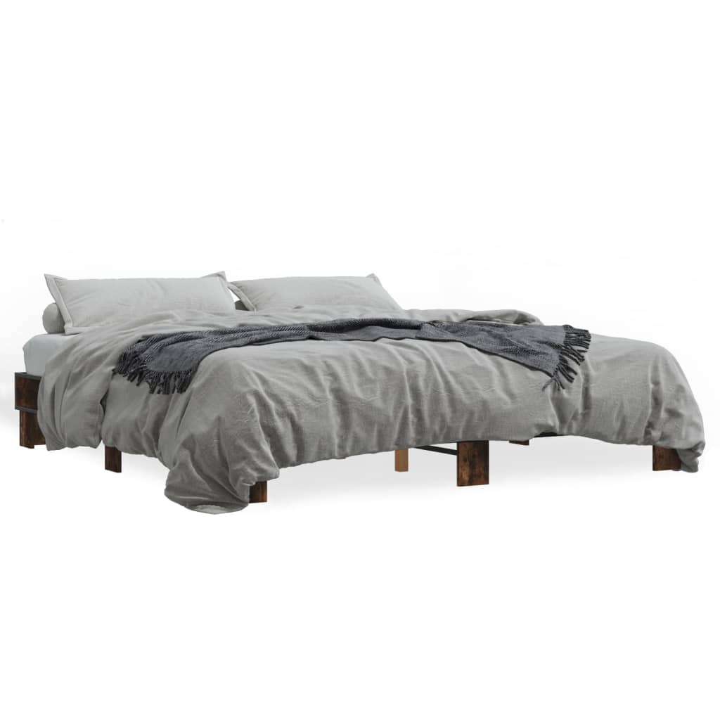 vidaXL Bed Frame without Mattress Smoked Oak 160x200 cm