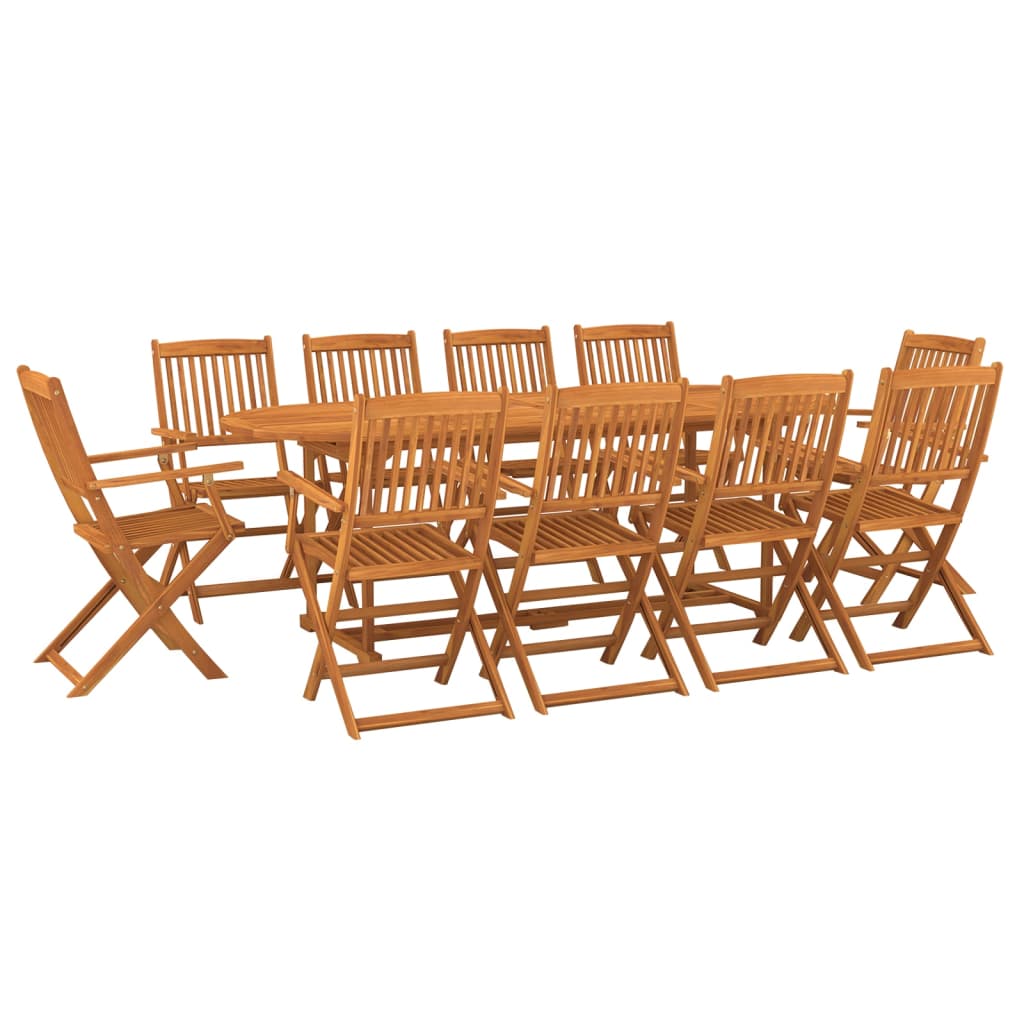 vidaXL 11 Piece Garden Dining Set 220x90x75 cm Solid Wood Acacia