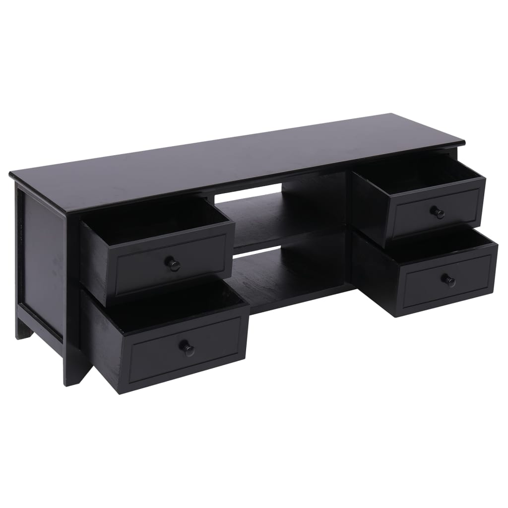 vidaXL TV Cabinet Black 108x30x40 cm Solid Paulownia Wood