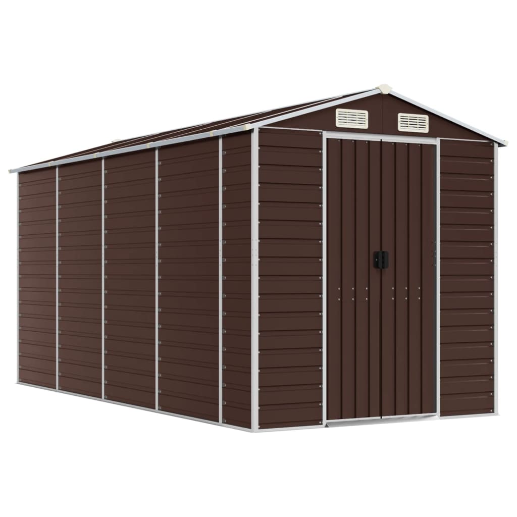 vidaXL Garden Shed Brown 191x385x198 cm Galvanised Steel