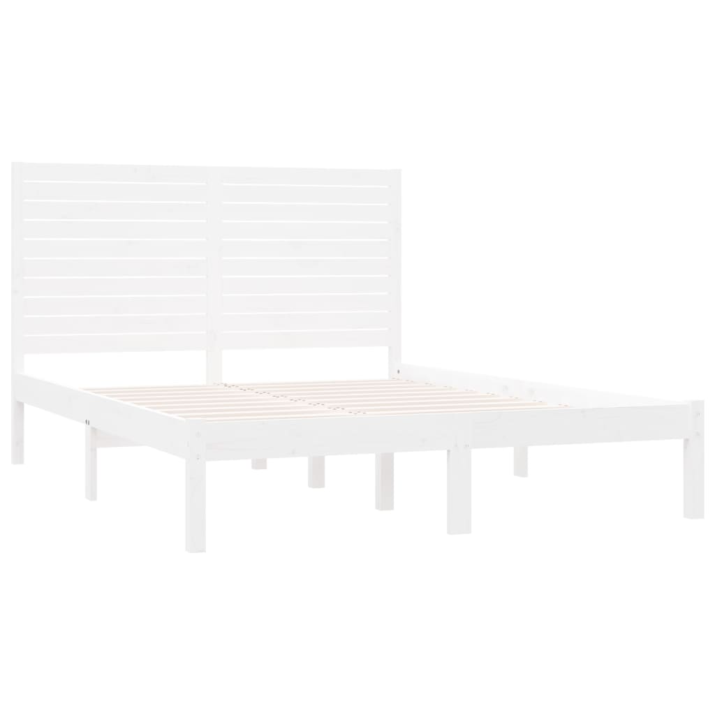 vidaXL Bed Frame White Solid Wood 120x200 cm