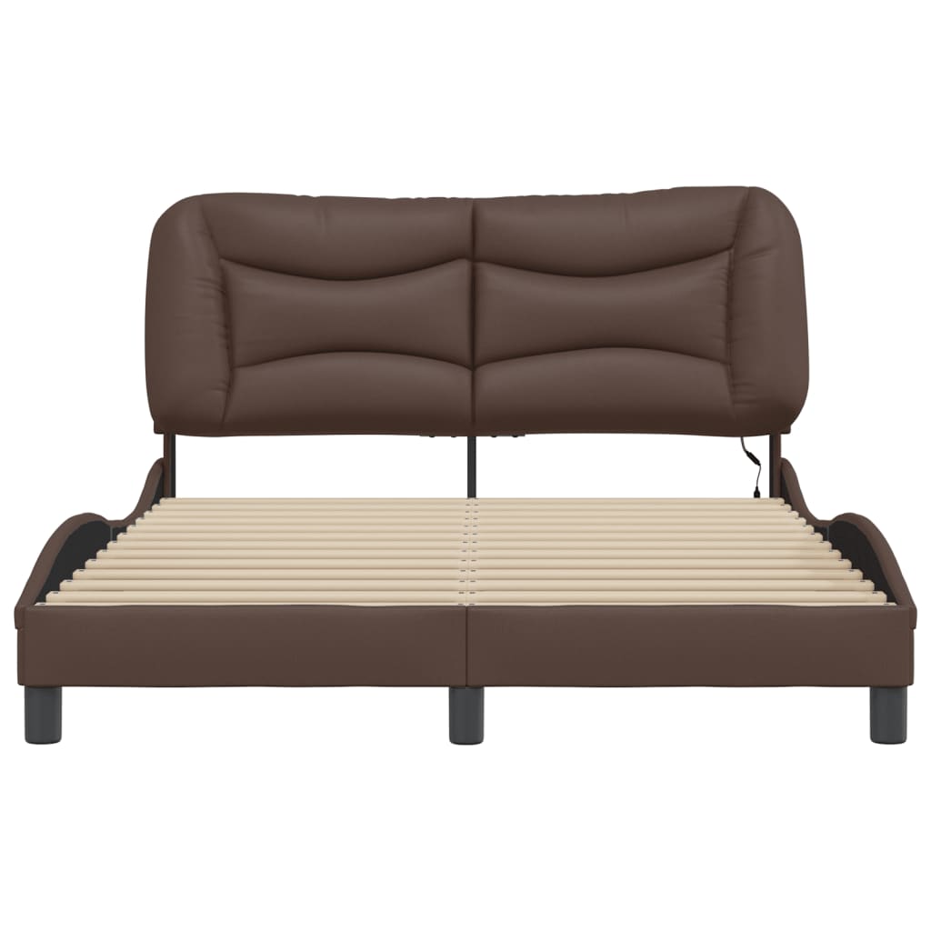 vidaXL Bed Frame with LED without Mattress Brown 120x200 cm