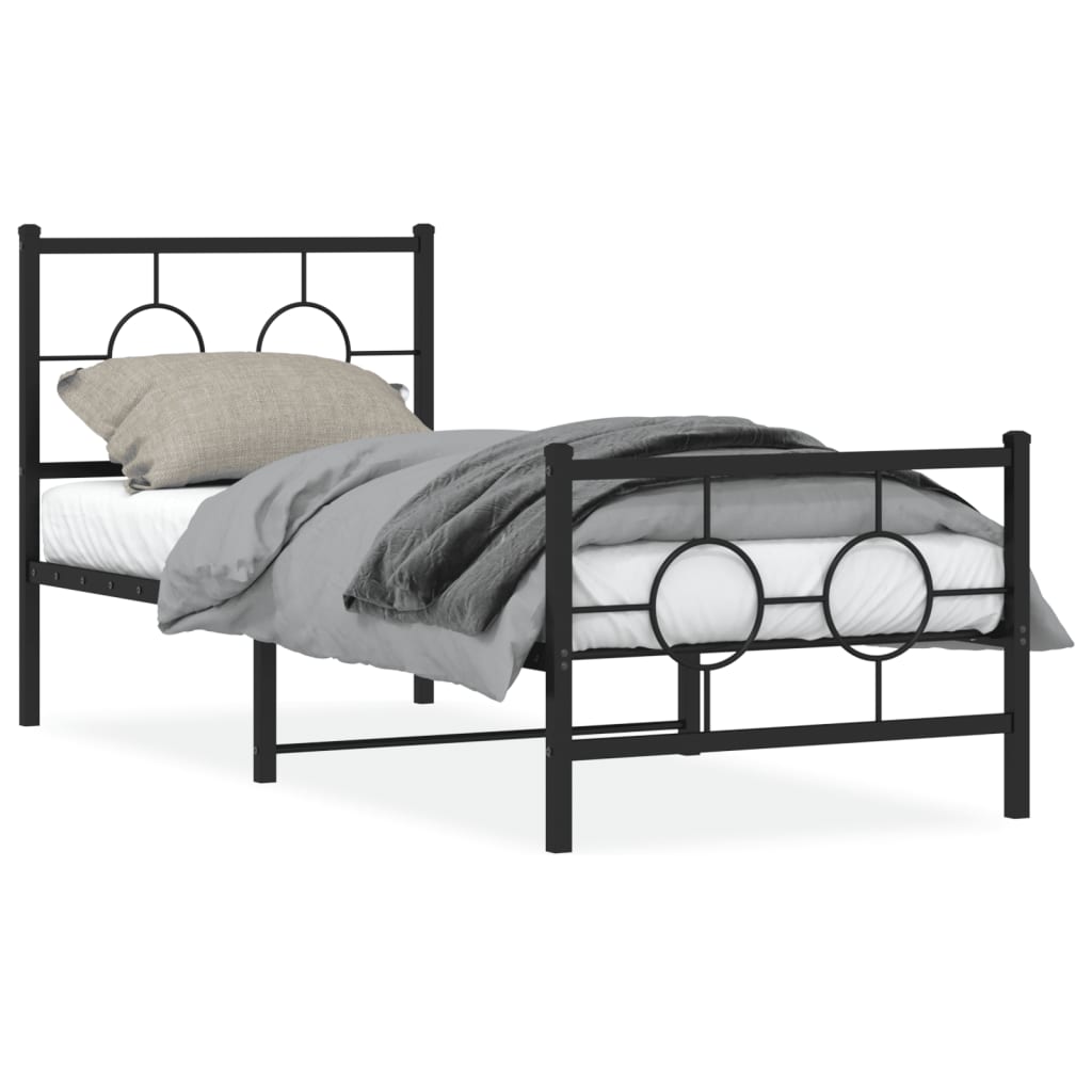 vidaXL Metal Bed Frame without Mattress with Footboard Black 80x200 cm