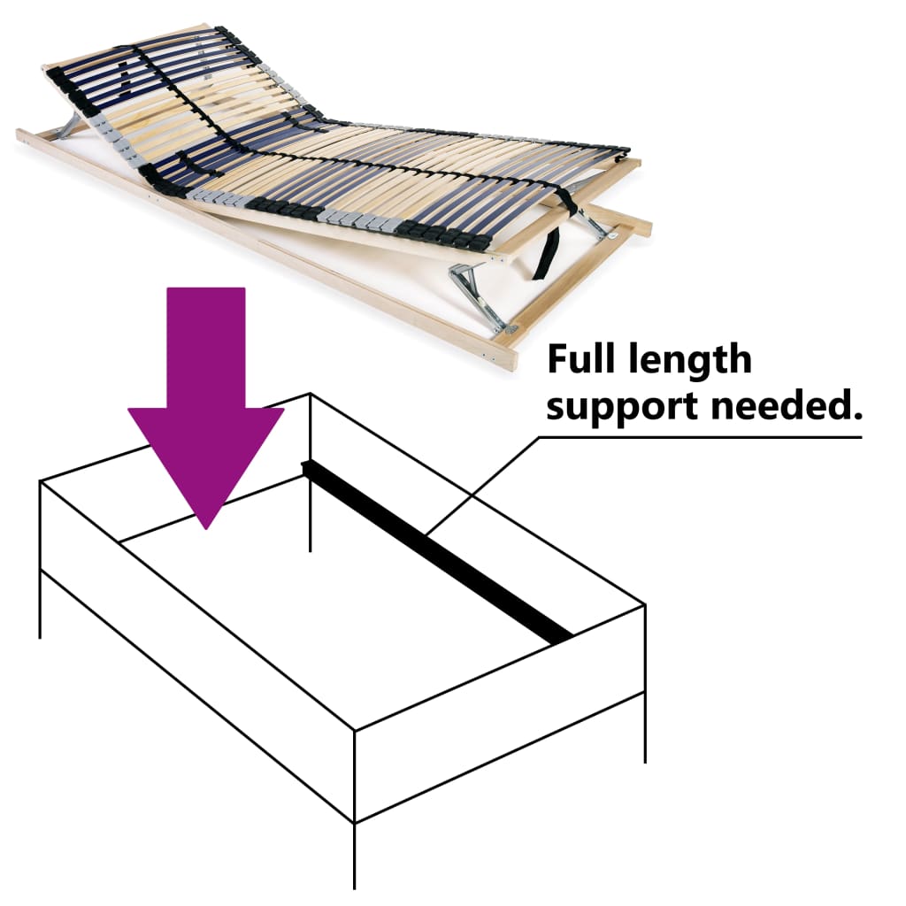 vidaXL Slatted Bed Base without Mattress with 42 Slats 7 Zones 80x200 cm