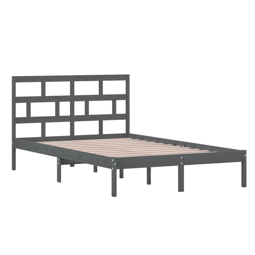 vidaXL Bed Frame without Mattress Grey Solid Wood 120x200 cm (810014+814186)