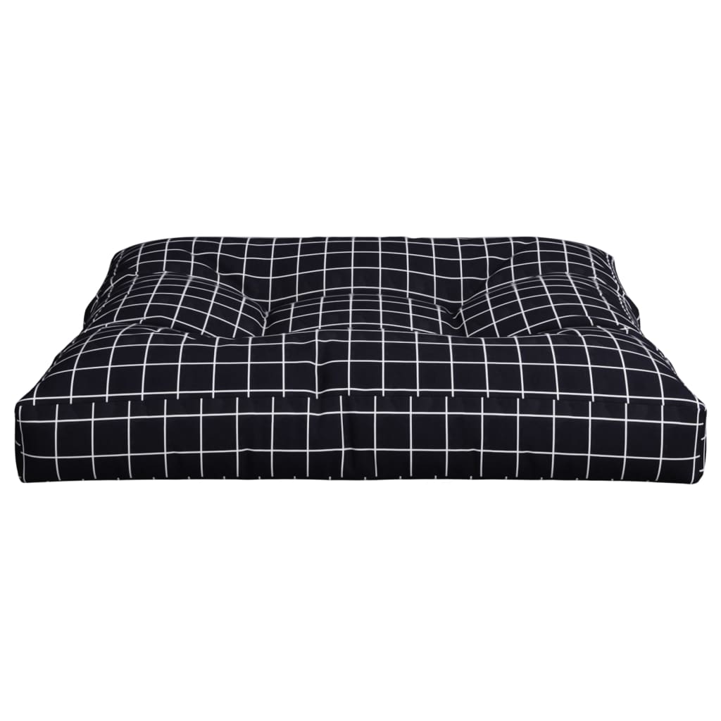 vidaXL Pallet Cushion Black Check Pattern 80x80x12 cm Fabric