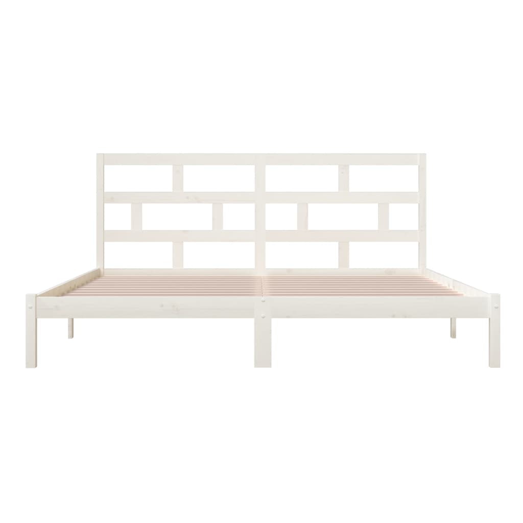 vidaXL Bed Frame without Mattress White Solid Wood Pine 200x200 cm (810038+814215)