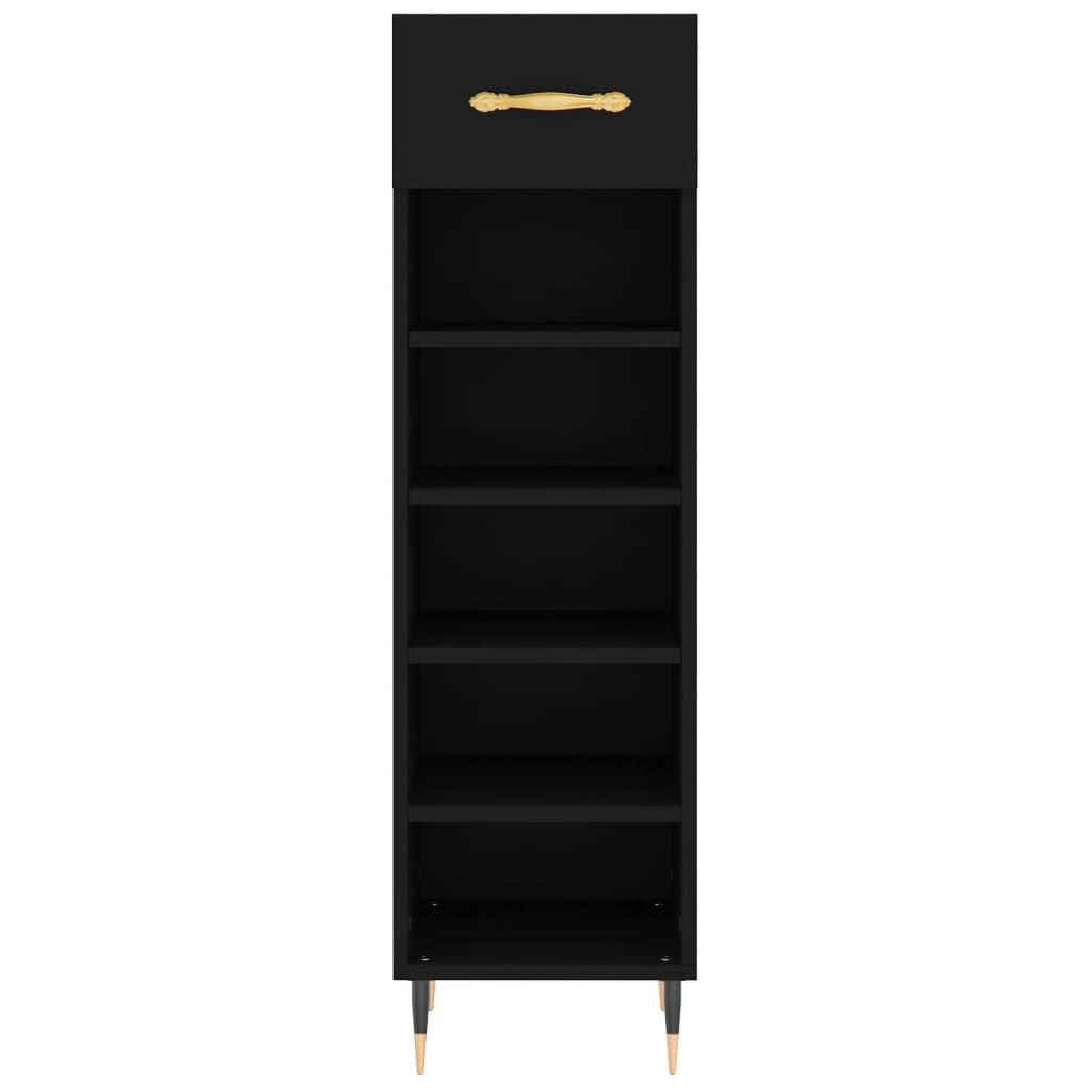 vidaXL Shoe Cabinet Black 30x35x105 cm Engineered Wood