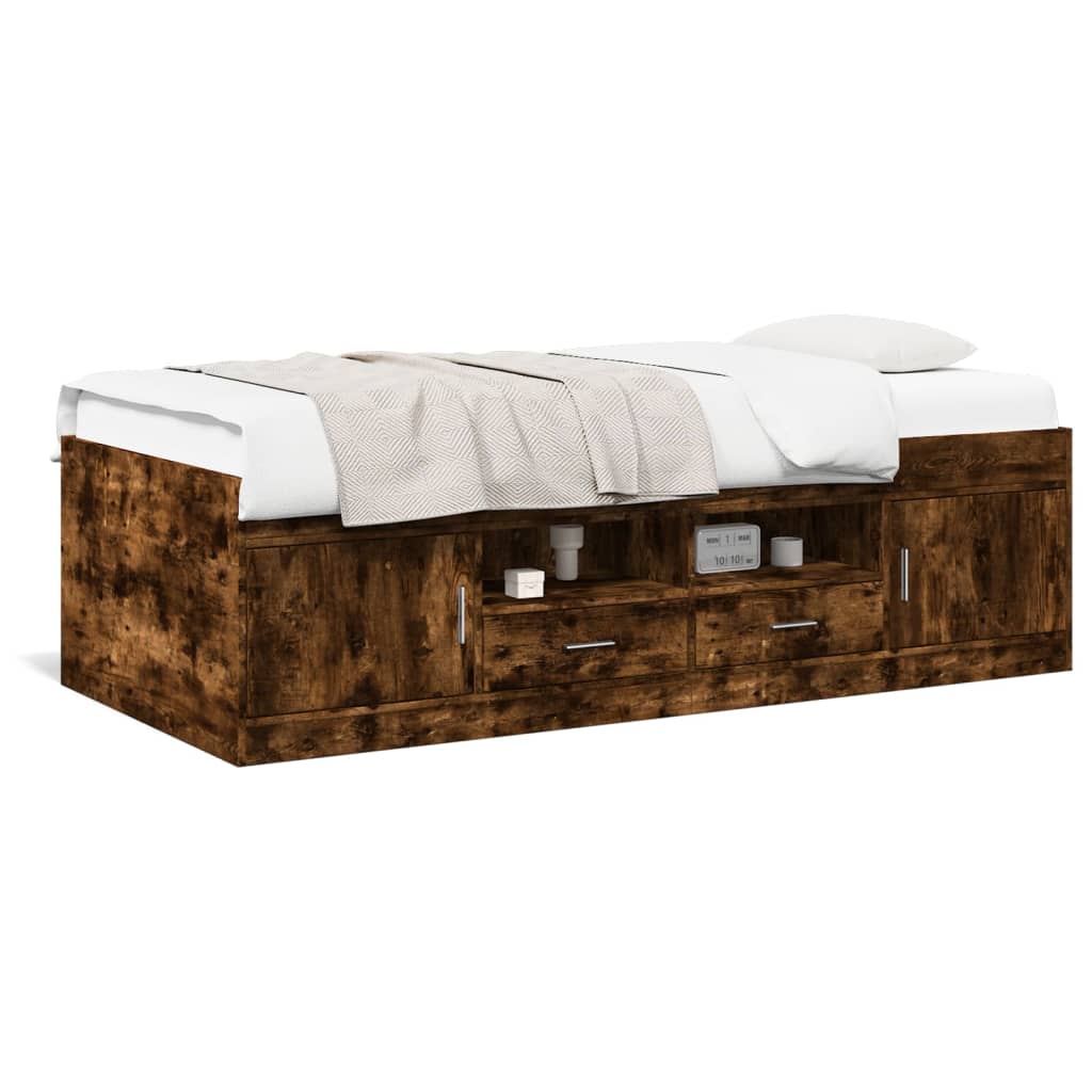 vidaXL Daybed with Drawers without Mattress Smoked Oak 75x190 cm Small Single