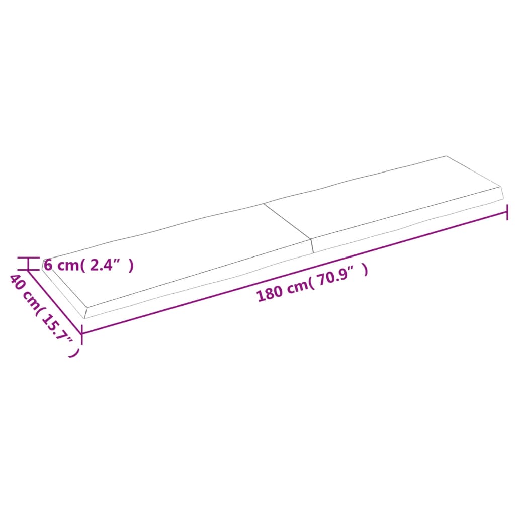 vidaXL Table Top 180x40x(2-6) cm Untreated Solid Wood Live Edge