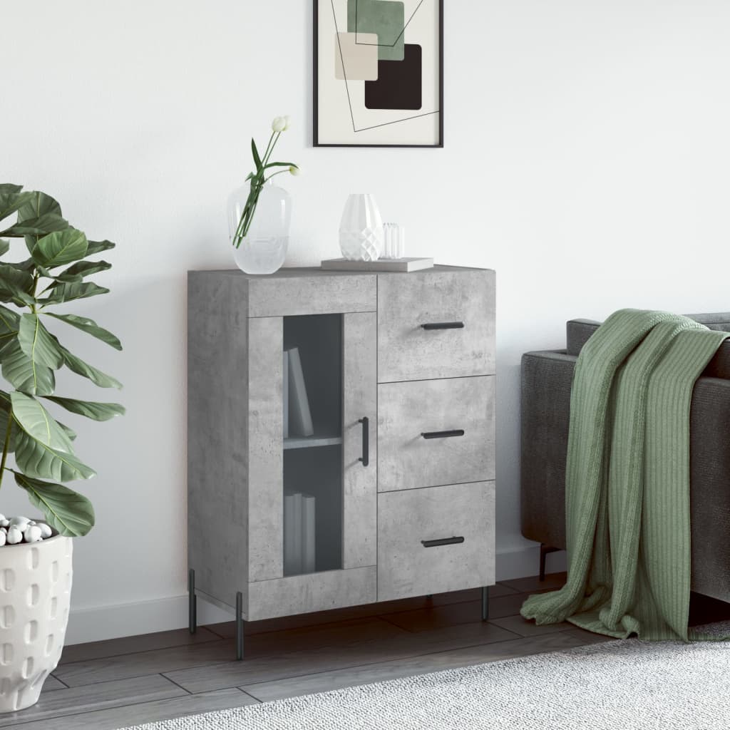 vidaXL Sideboard Concrete Grey 69.5x34x90 cm Engineered Wood