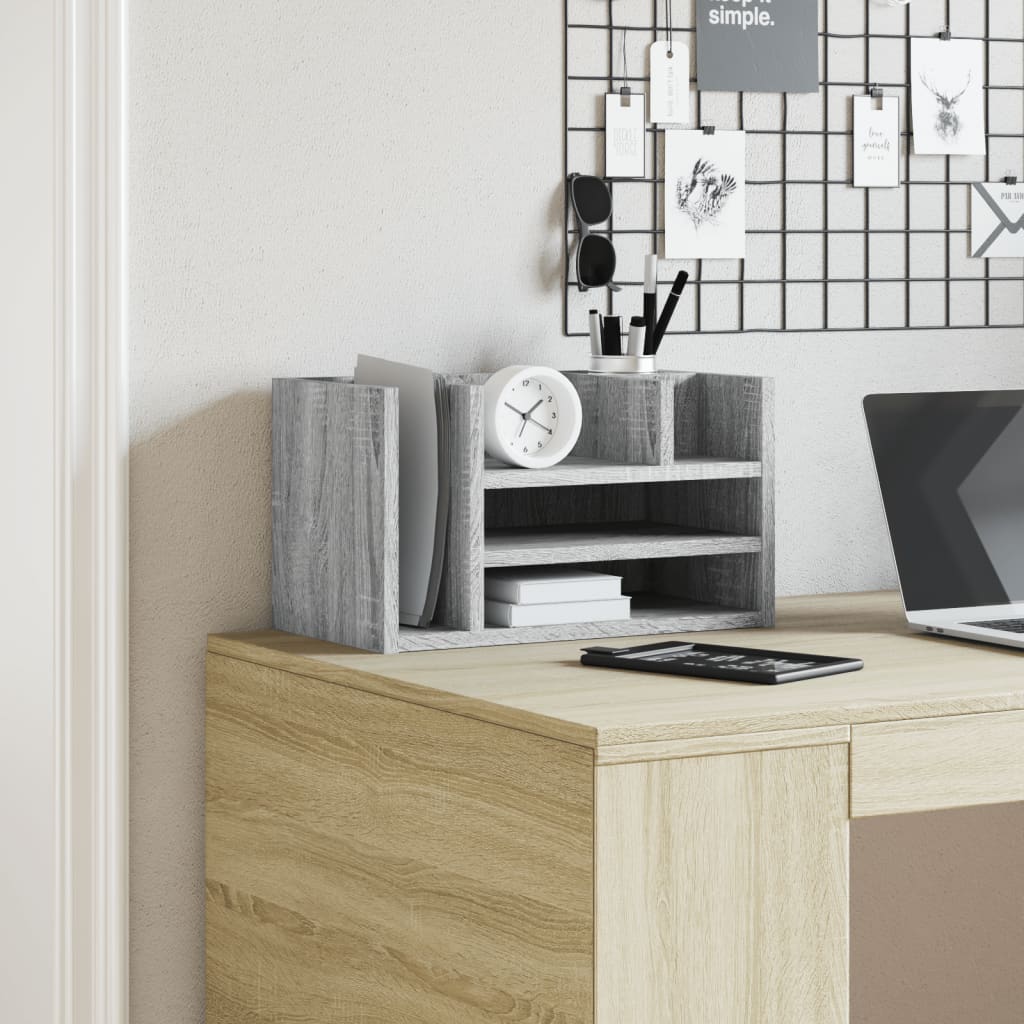 vidaXL Desk Organiser Grey Sonoma 44.5x24x25 cm Engineered wood