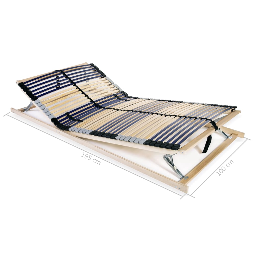 vidaXL Slatted Bed Base without Mattress with 42 Slats 7 Zones 100x200 cm