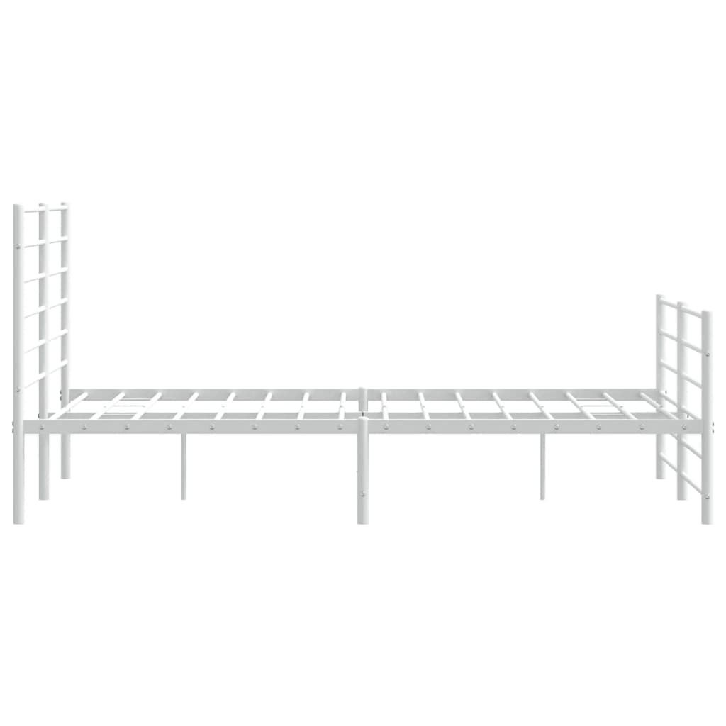 vidaXL Metal Bed Frame without Mattress with Footboard White 135x190 cm Double