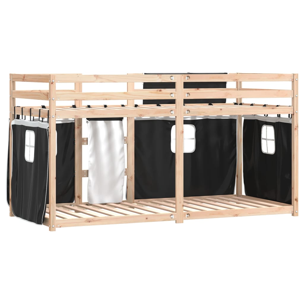 vidaXL Bunk Bed without Mattress White&Black 90x190 cm Single Solid Wood Pine