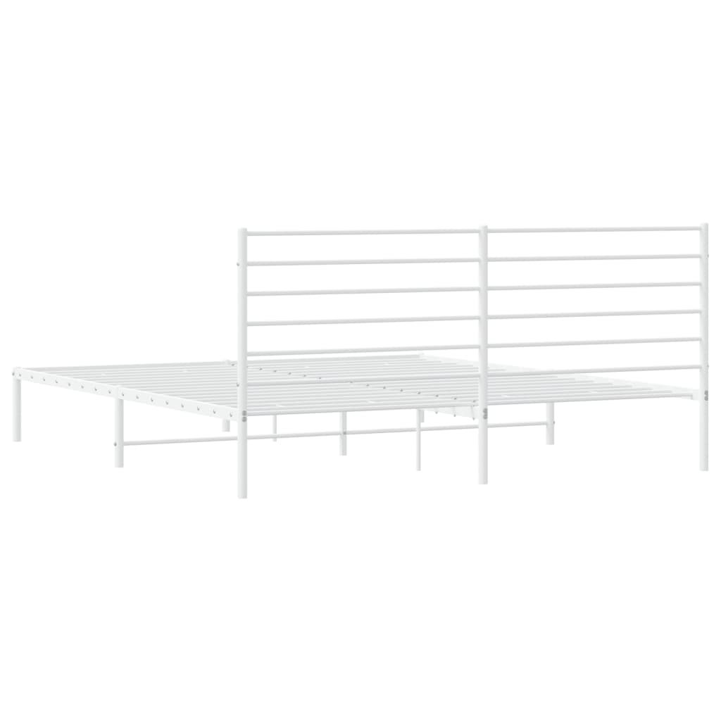 vidaXL Metal Bed Frame without Mattress with Headboard White 200x200 cm