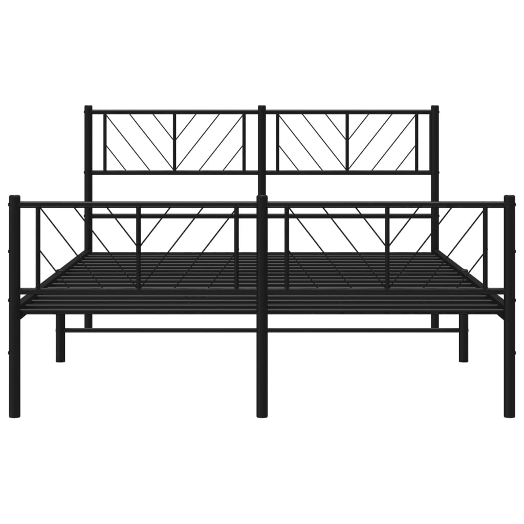 vidaXL Metal Bed Frame without Mattress with Footboard Black 135x190 cm Double