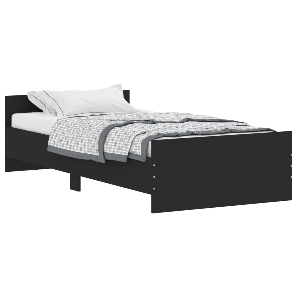 vidaXL Bed Frame without Mattress Black 90x200 cm Engineered Wood