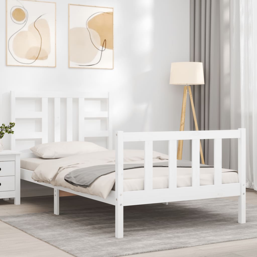 vidaXL Bed Frame without Mattress White 90x200 cm Solid Wood Pine