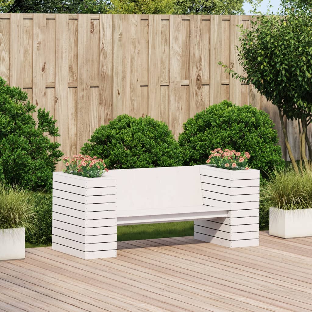 vidaXL Planter Bench White 167.5x60x65 cm Solid Wood Pine