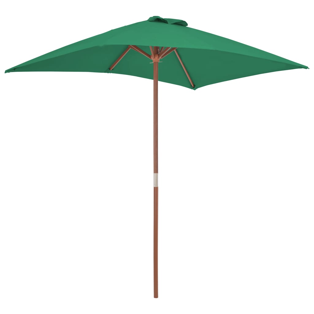 vidaXL Garden Parasol with Wooden Pole 150x200 cm Green