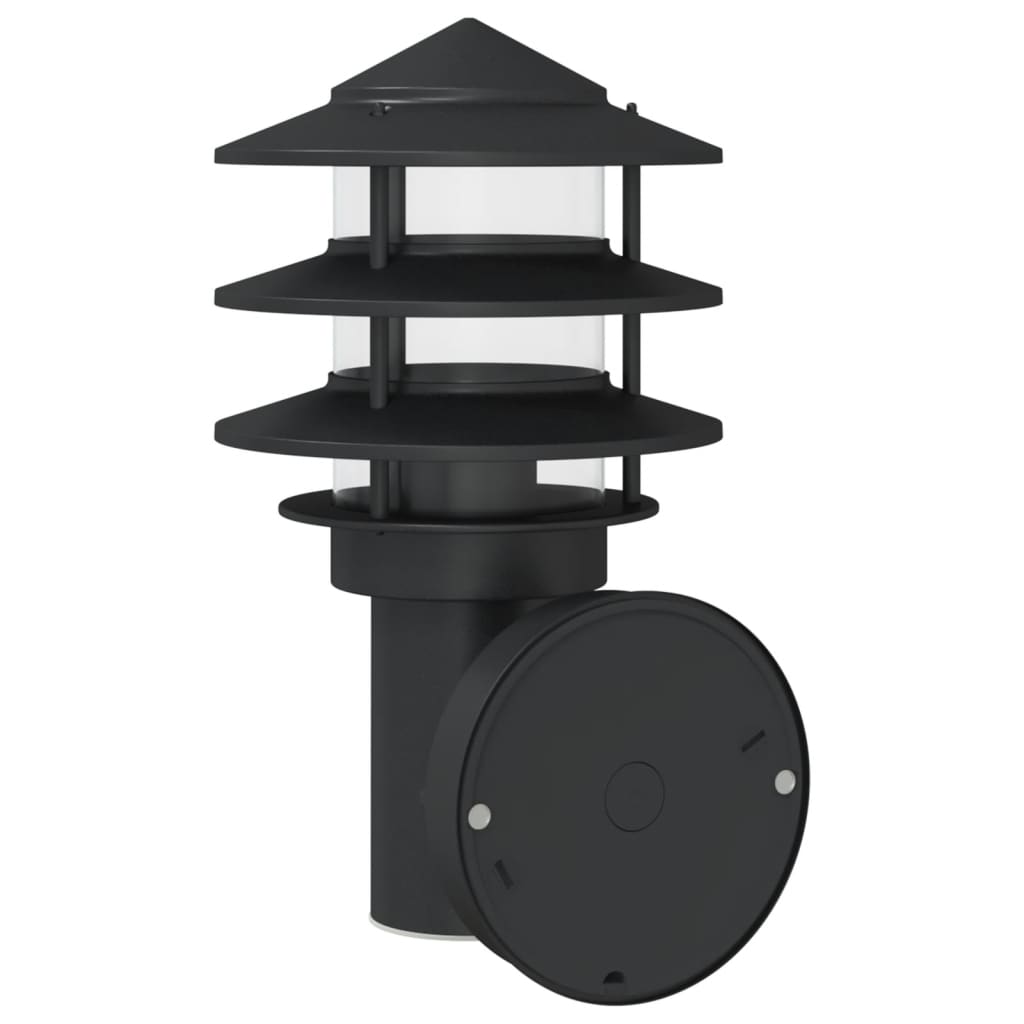 vidaXL Outdoor Wall Light with Sensor Black Stainless Steel