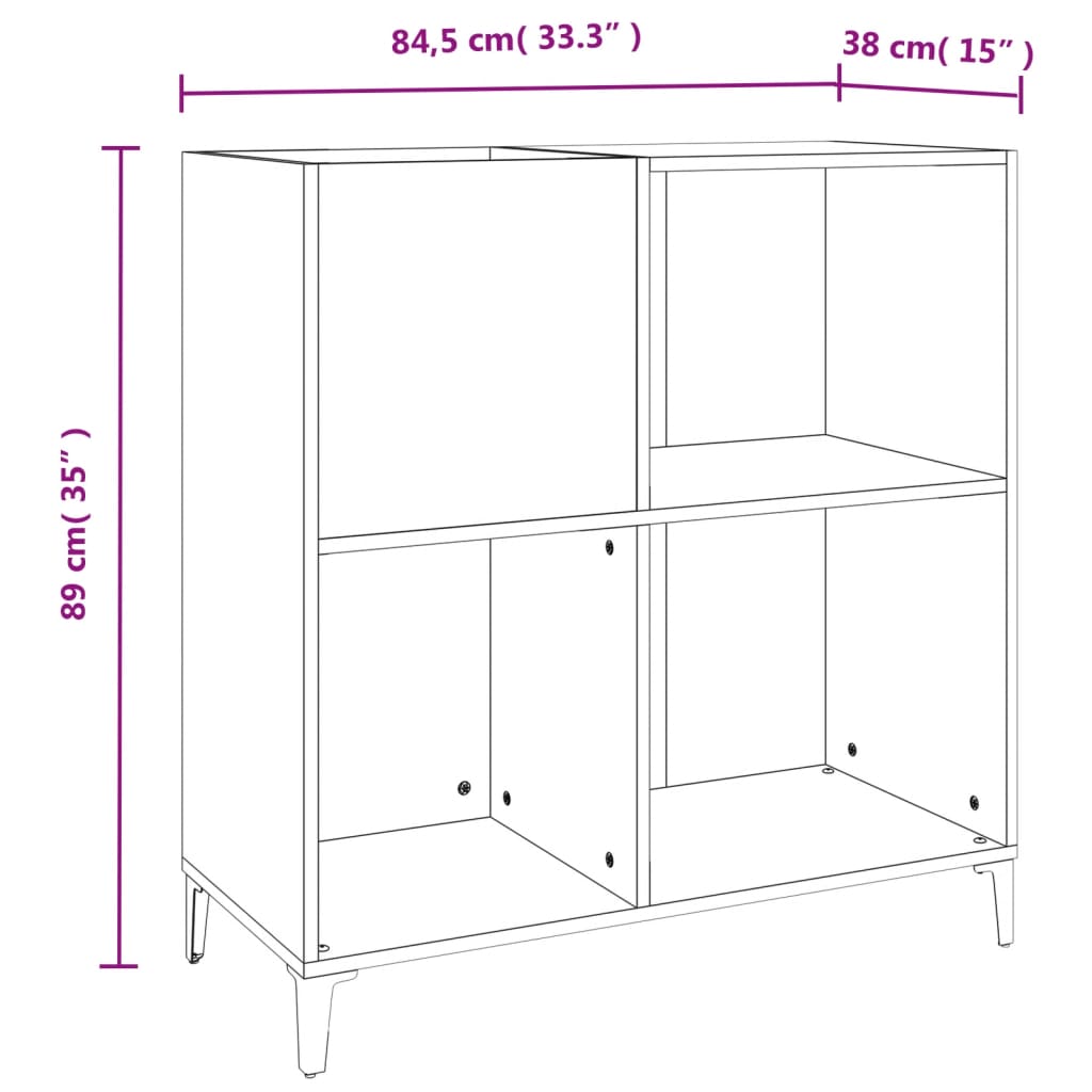 vidaXL Record Cabinet Black 84.5x38x89 cm Engineered Wood