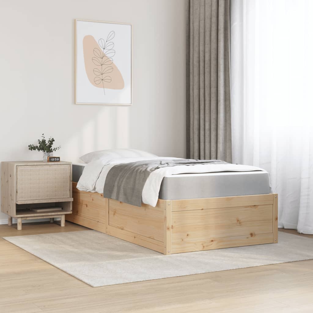 vidaXL Bed with Mattress 90x200 cm Solid Wood Pine