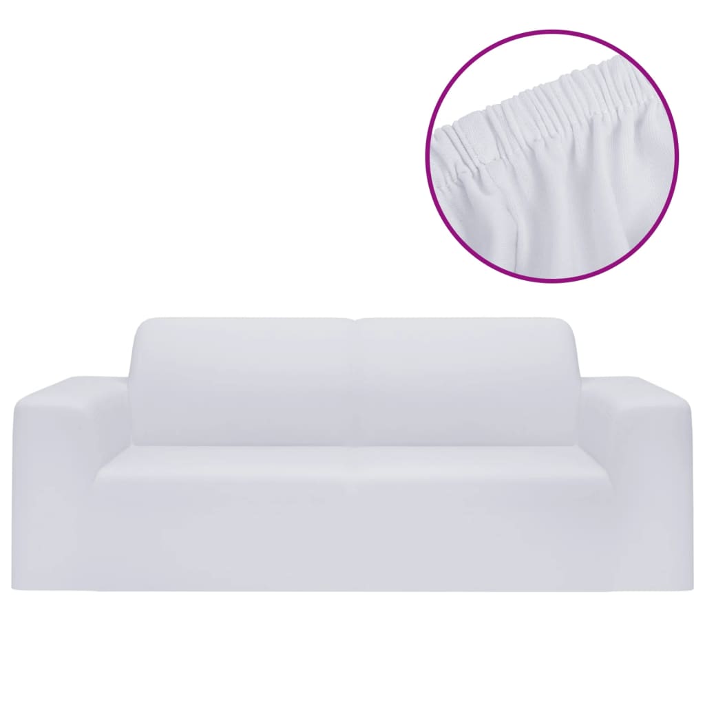 vidaXL 2-Seater Stretch Couch Slipcover White Polyester Jersey