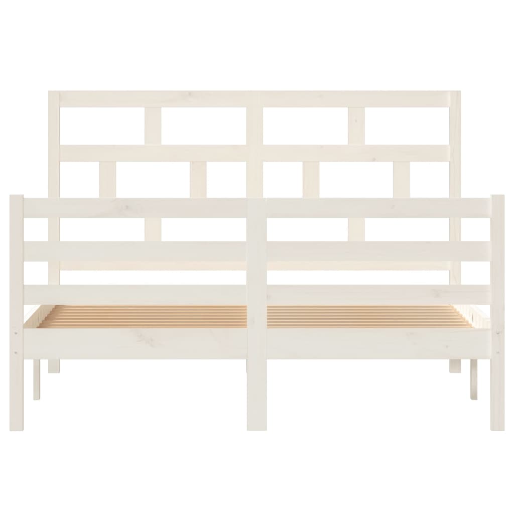 vidaXL Bed Frame without Mattress White Solid Wood 140x200 cm (810431+814195)