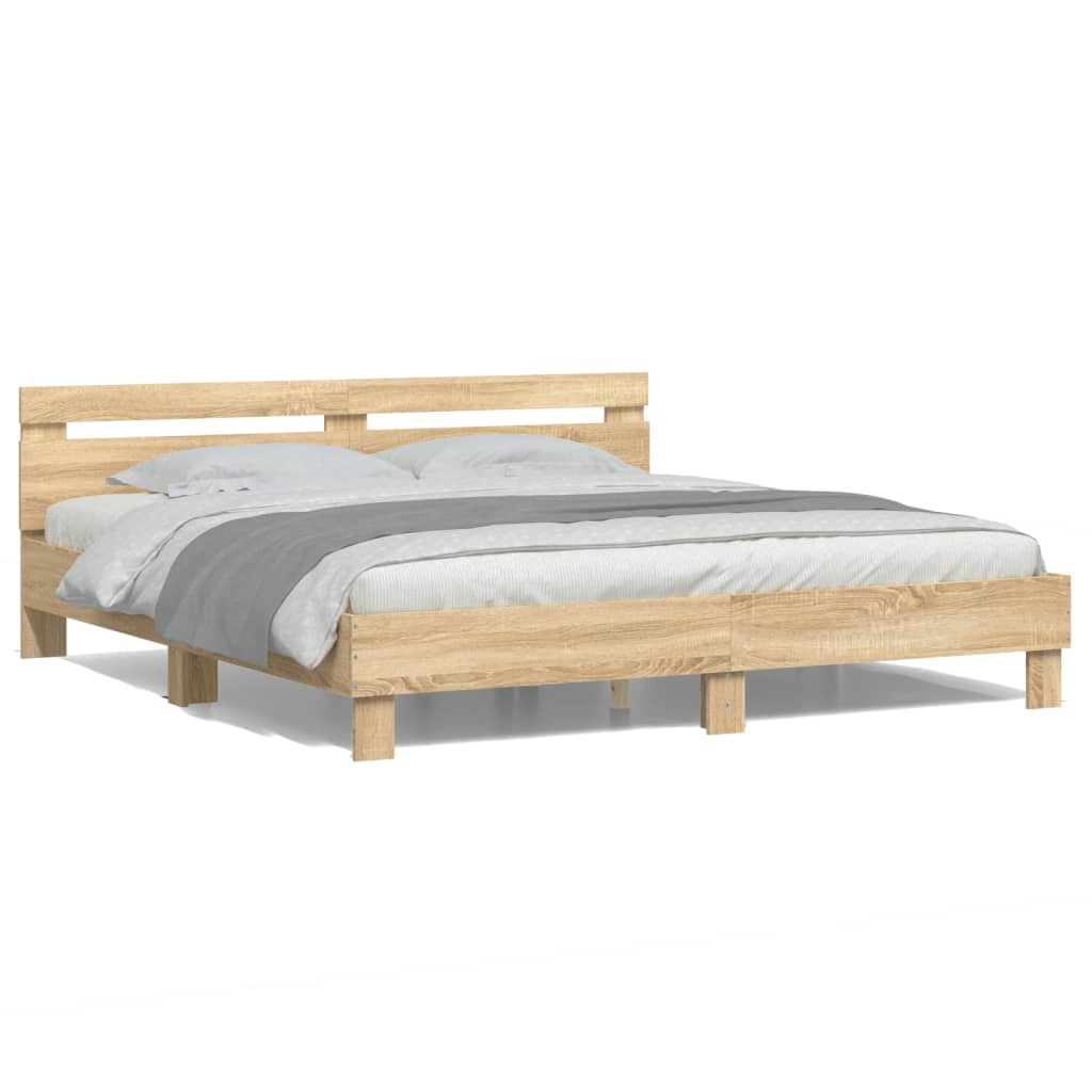 vidaXL Bed Frame with LED without Mattress Sonoma Oak 160x200 cm